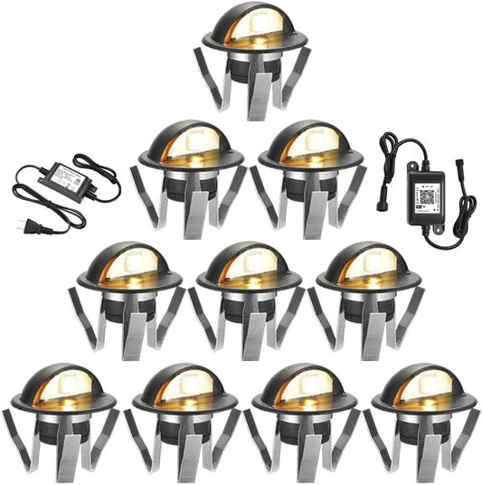 FVTLED WIFI Control Warm White / RGB Low Voltage LED Deck Lights kit Φ1.38 Outdoor Garden Yard Decoration Lamp Recessed Landscape Pathway Step Stair Deck LED Lighting, Black/Silver/Bronze