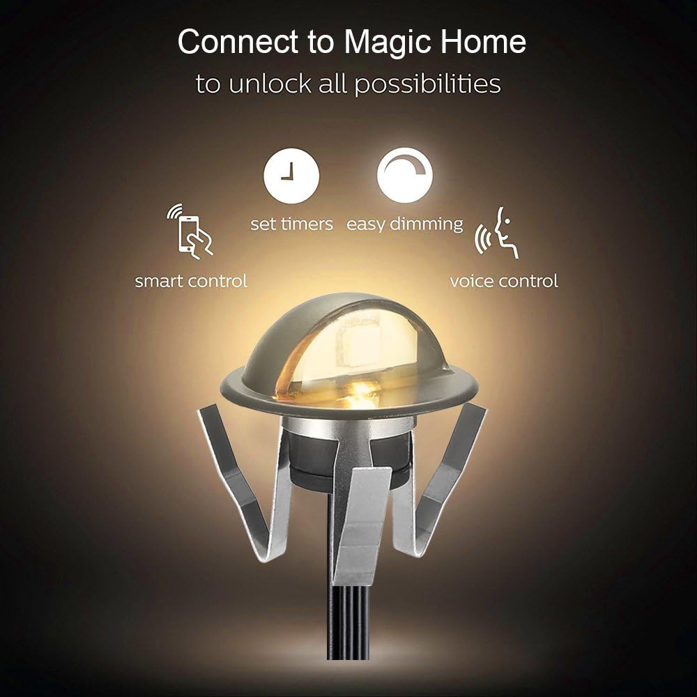 FVTLED WIFI Control Warm White / RGB Low Voltage LED Deck Lights kit Φ1.38 Outdoor Garden Yard Decoration Lamp Recessed Landscape Pathway Step Stair Deck LED Lighting, Black/Silver/Bronze