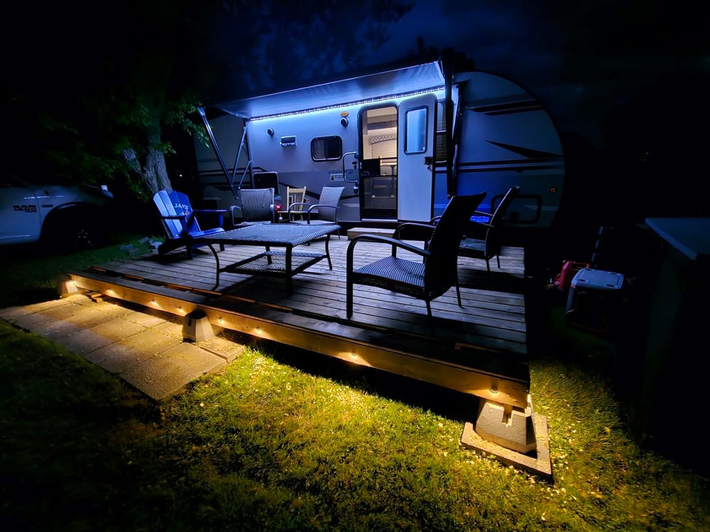 FVTLED WIFI Control Warm White / RGB Low Voltage LED Deck Lights kit Φ1.38 Outdoor Garden Yard Decoration Lamp Recessed Landscape Pathway Step Stair Deck LED Lighting, Black/Silver/Bronze