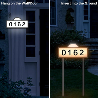 Solar House Humbers for Outside Light Up, Address Signs for House, Cool/Warm White, Address Numbers for House, Illuminated House Numbers, Yard Street Led Sign, IP65 Waterproof, Wall Mounted/In Ground