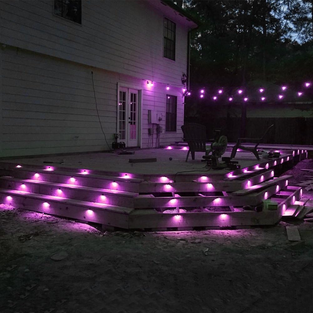 FVTLED WIFI Control Warm White / RGB Low Voltage LED Deck Lights kit D50 Φ1.38 Outdoor Garden Yard Decoration Lamp Recessed Landscape Pathway Step Stair Deck LED Lighting, Black/Bronze