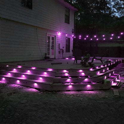 FVTLED WIFI Control Warm White / RGB Low Voltage LED Deck Lights kit D50 Φ1.38 Outdoor Garden Yard Decoration Lamp Recessed Landscape Pathway Step Stair Deck LED Lighting, Black/Bronze