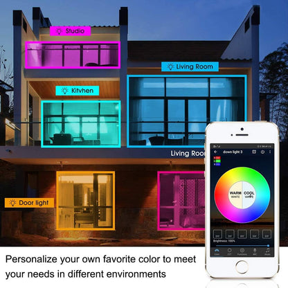 FVTLED Smart Light Bulb, 4pcs Bluetooth Mesh RGBCW Dimmable Color Changing LED WiFi Bulbs E26 7W (50W Equivalent) 500LM Multicolored RGB CCT Smart Lighting