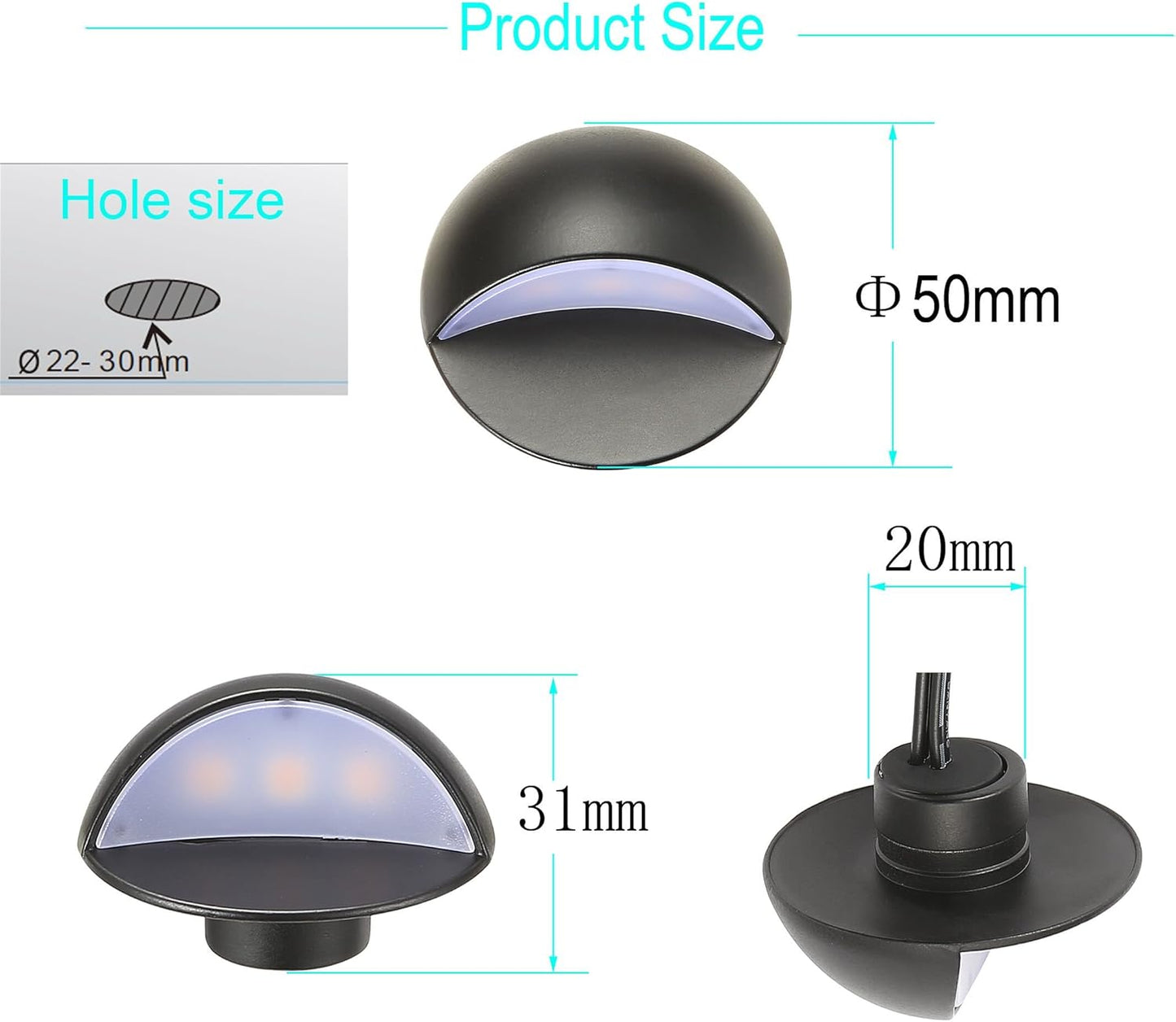 FVTLED WIFI Control Warm White / RGB Low Voltage LED Deck Lights kit D50 Φ1.38 Outdoor Garden Yard Decoration Lamp Recessed Landscape Pathway Step Stair Deck LED Lighting, Black/Bronze