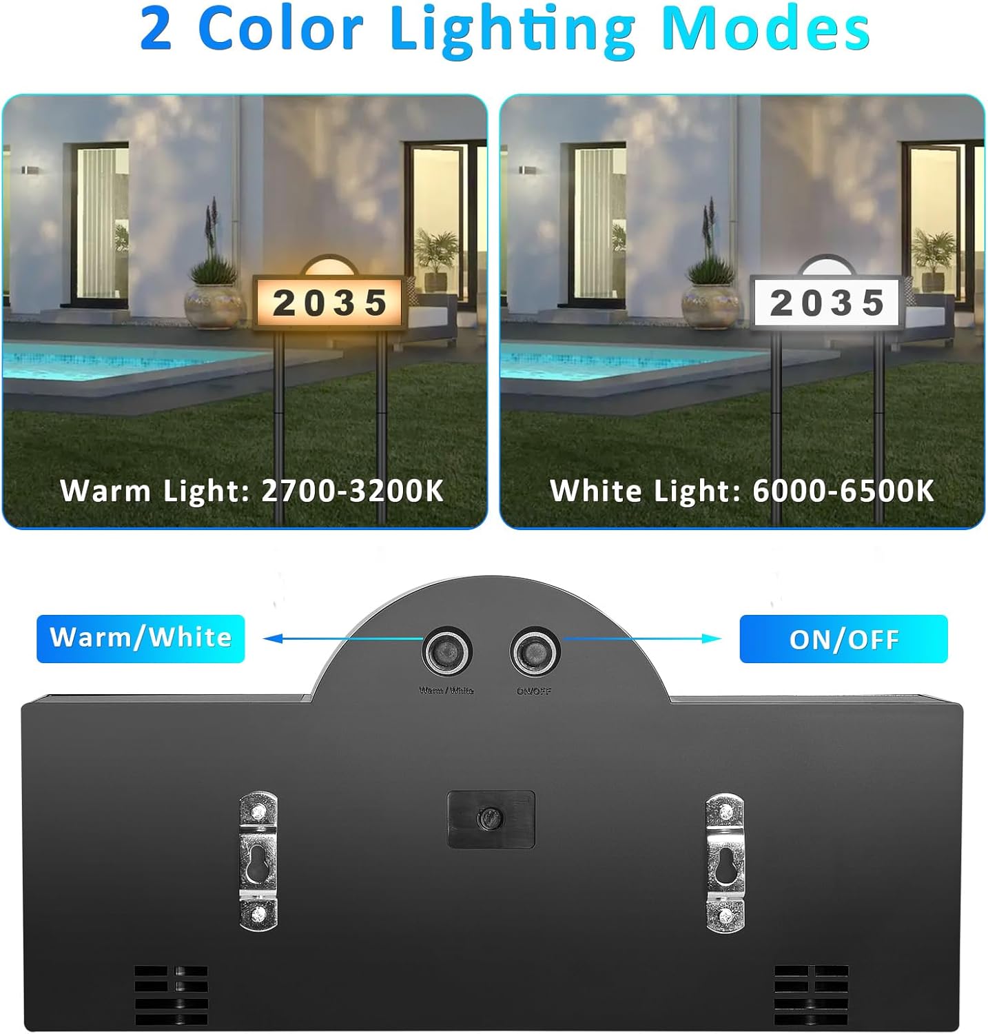 Solar House Humbers for Outside Light Up, Address Signs for House, Cool/Warm White, Address Numbers for House, Illuminated House Numbers, Yard Street Led Sign, IP65 Waterproof, Wall Mounted/In Ground