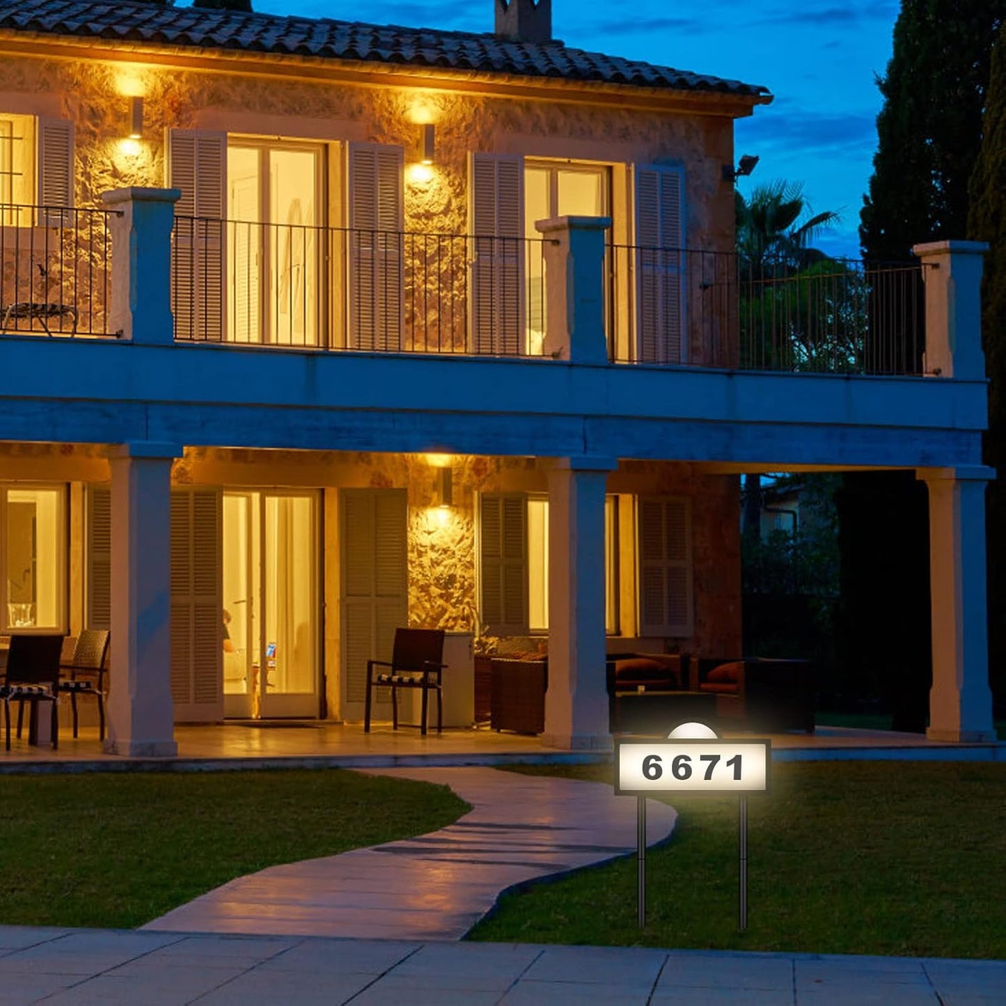 Solar House Humbers for Outside Light Up, Address Signs for House, Cool/Warm White, Address Numbers for House, Illuminated House Numbers, Yard Street Led Sign, IP65 Waterproof, Wall Mounted/In Ground