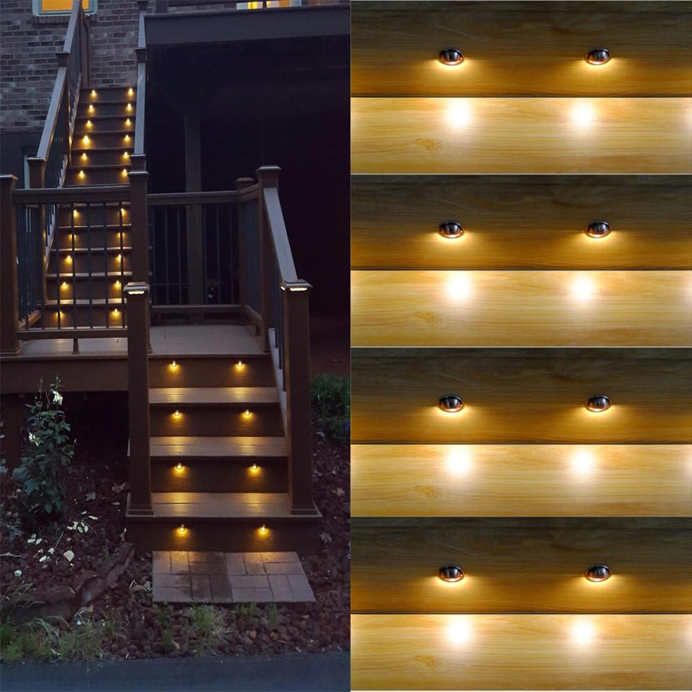 FVTLED WIFI Control Warm White / RGB Low Voltage LED Deck Lights kit Φ1.38 Outdoor Garden Yard Decoration Lamp Recessed Landscape Pathway Step Stair Deck LED Lighting, Black/Silver/Bronze