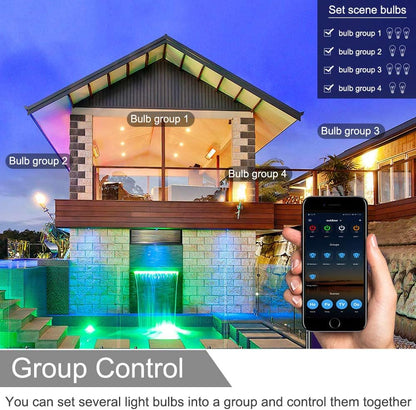 FVTLED Smart Light Bulb, 4pcs Bluetooth Mesh RGBCW Dimmable Color Changing LED WiFi Bulbs E26 7W (50W Equivalent) 500LM Multicolored RGB CCT Smart Lighting