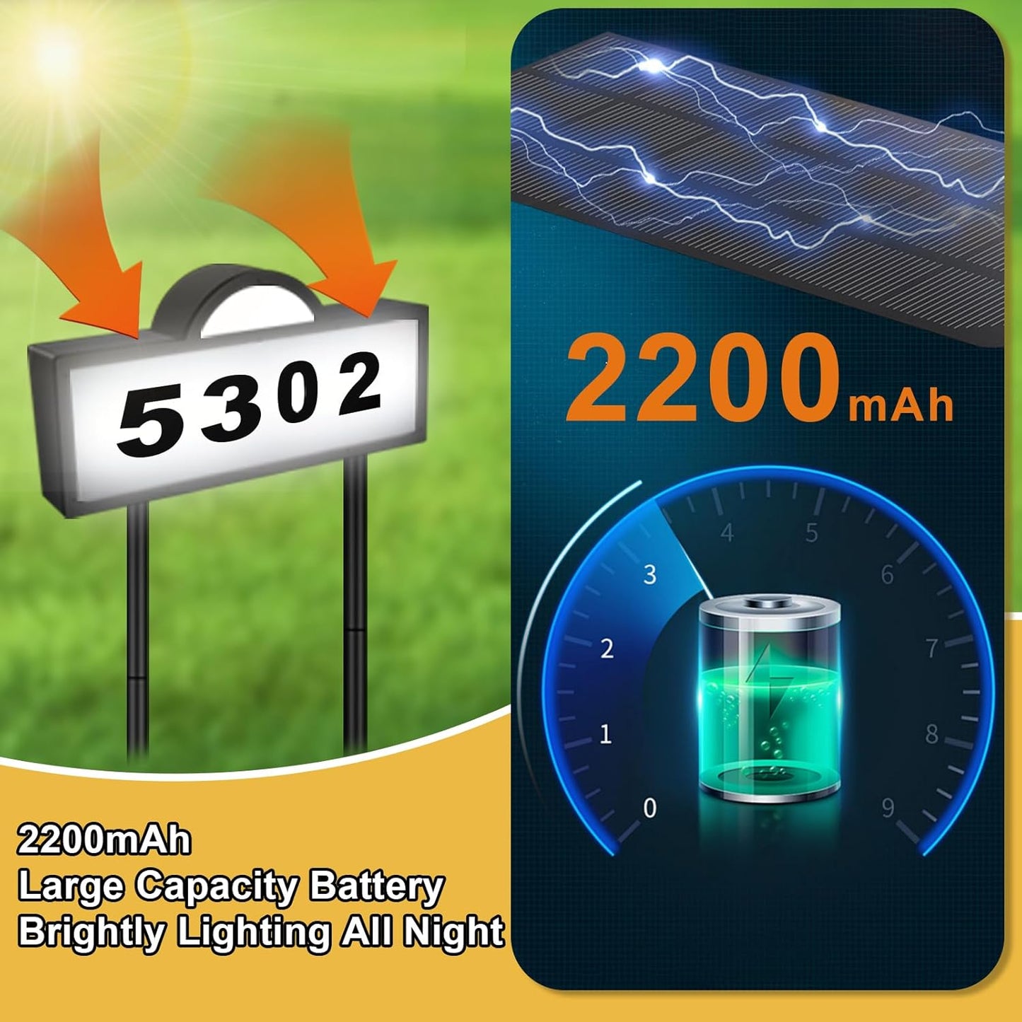 Solar House Humbers for Outside Light Up, Address Signs for House, Cool/Warm White, Address Numbers for House, Illuminated House Numbers, Yard Street Led Sign, IP65 Waterproof, Wall Mounted/In Ground