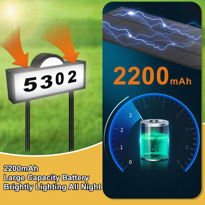 Solar House Humbers for Outside Light Up, Address Signs for House, Cool/Warm White, Address Numbers for House, Illuminated House Numbers, Yard Street Led Sign, IP65 Waterproof, Wall Mounted/In Ground