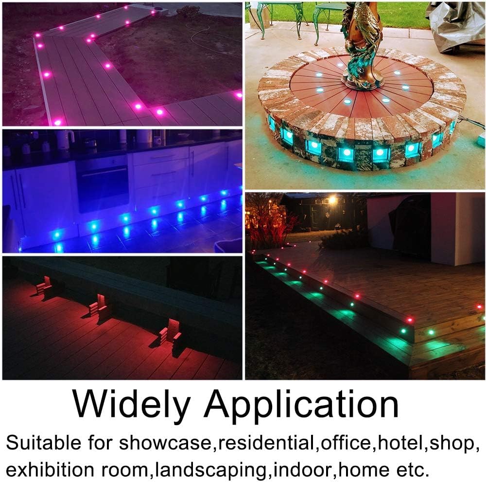 FVTLED LED Deck Lights Kit D30 Φ1.18" Low Voltage WiFi Smart Recessed RGB Deck Lighting with App/Voice Control, Waterproof IP67 Landscape In Ground Lighting for Outdoor Stairs Steps Floor Decor, Silver