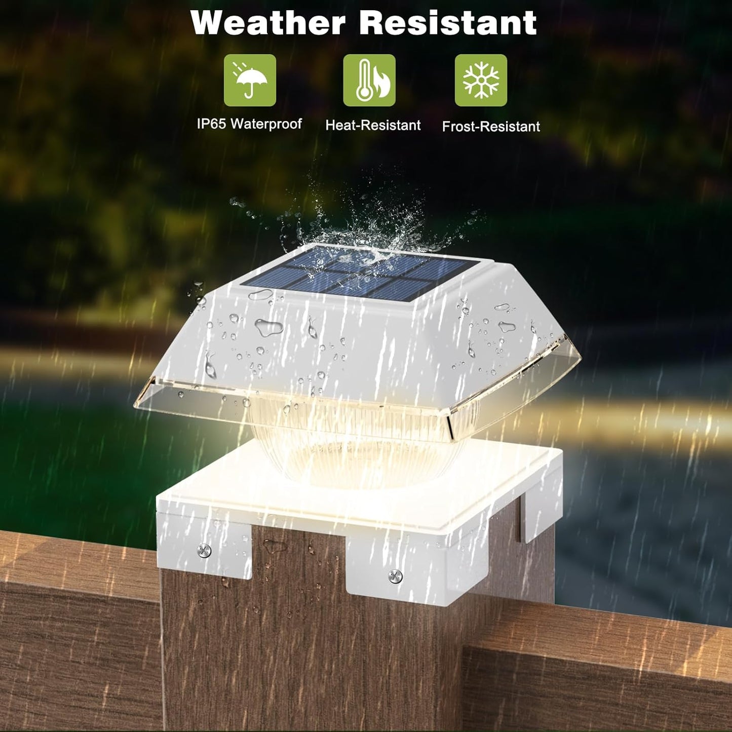 FVTLED Solar Post Cap Lights, 2-Modes 120 LM Fence Deck Post Light Solar Powered for 4x4 5x5 6x6 Wood, 4x4 Vinyl Posts, IP65 Waterproof Warm White & Cool White Garden Patio Decor, Black/White