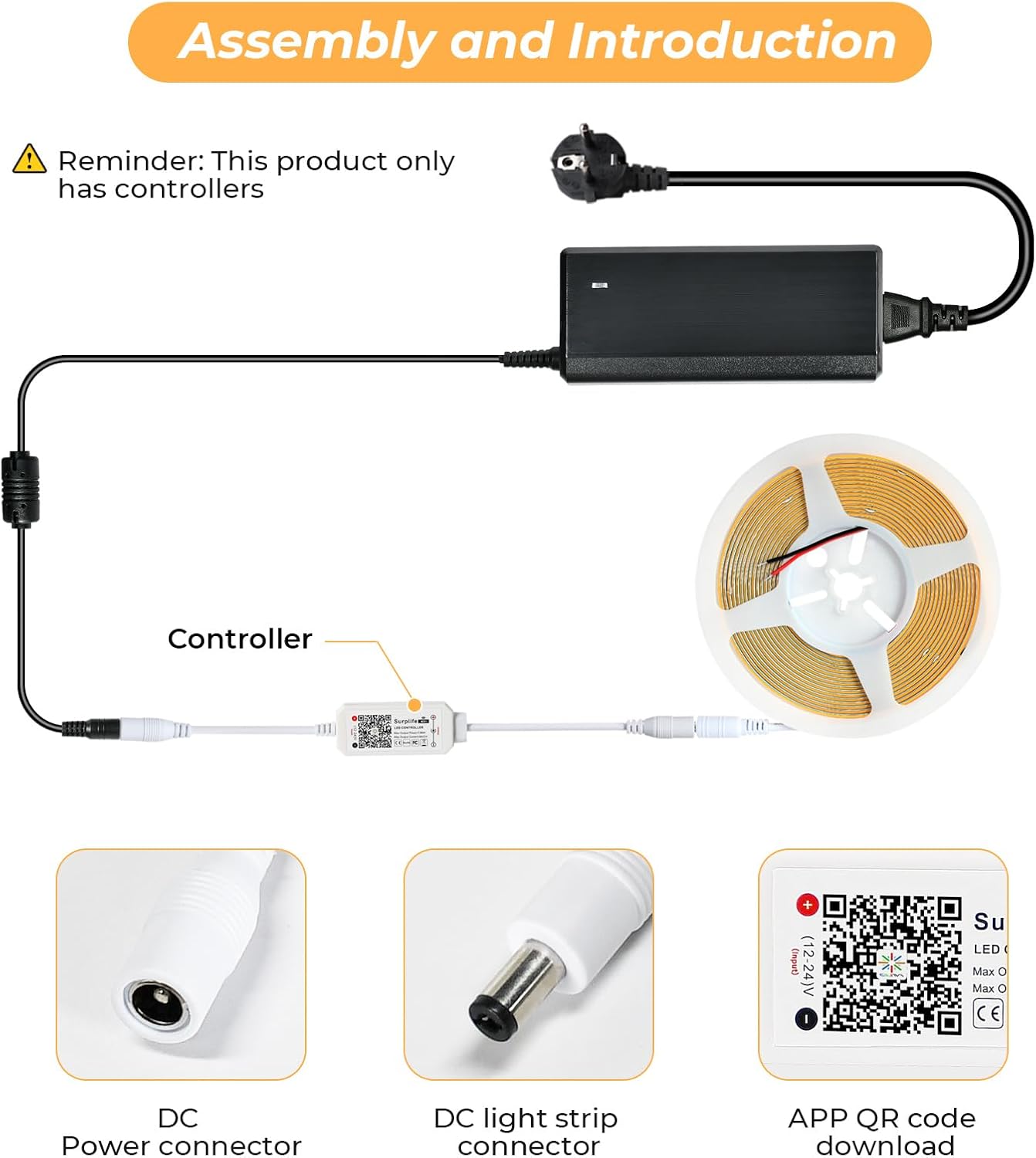 FVTLED WiFi Wireless Controller for LED Strip Lights Warm Cool White RGB RGBW Pixel RGBIC Strip Lights Music Sync Color Changing Bluetooth WiFi Controller, Android iOS , 12V-24V, APP Voice Control, Dimmable, Timing Function