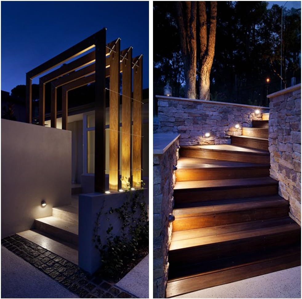 FVTLED WIFI Control Warm White / RGB Low Voltage LED Deck Lights kit D50 Φ1.38 Outdoor Garden Yard Decoration Lamp Recessed Landscape Pathway Step Stair Deck LED Lighting, Black/Bronze