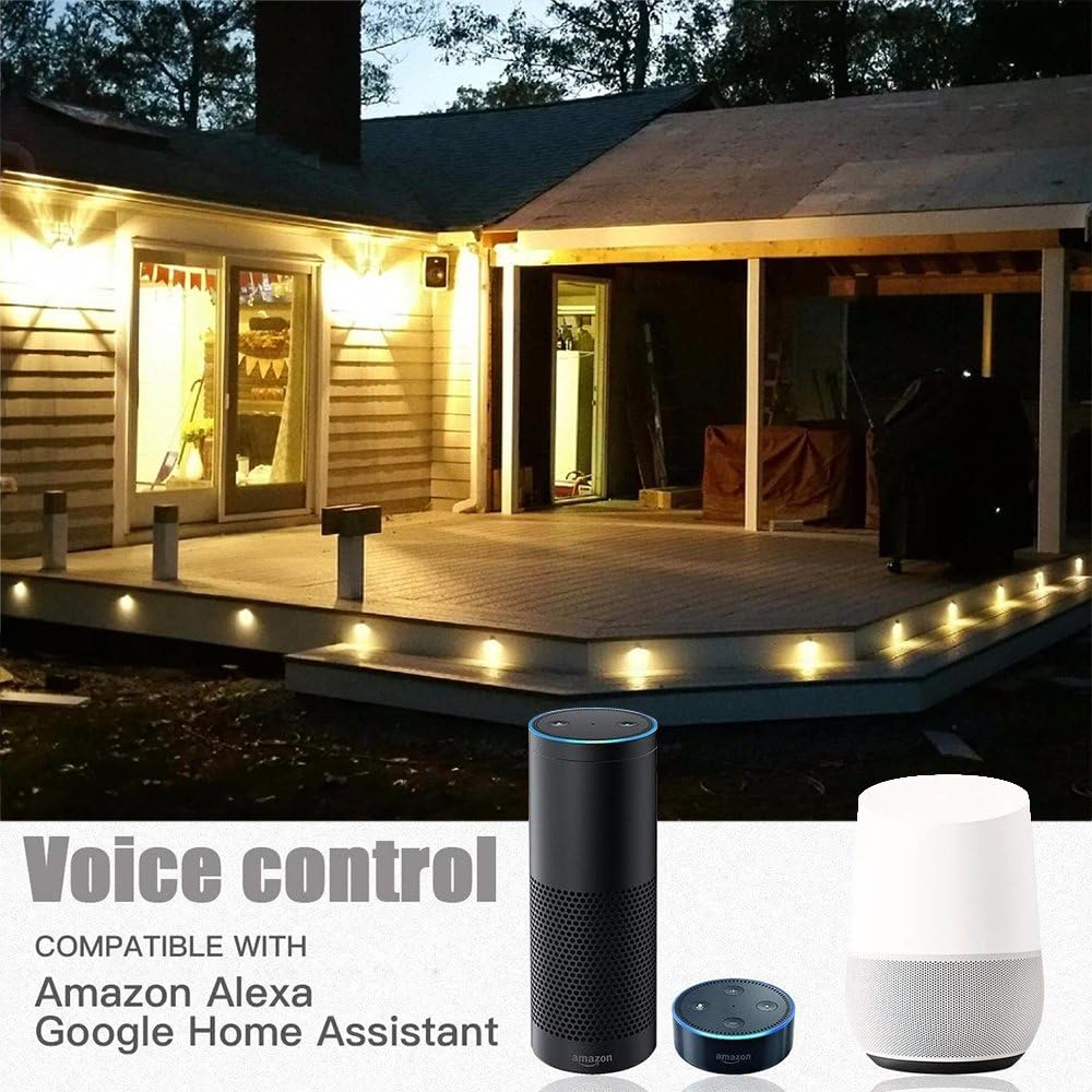 FVTLED WIFI Control Warm White / RGB Low Voltage LED Deck Lights kit Φ1.38 Outdoor Garden Yard Decoration Lamp Recessed Landscape Pathway Step Stair Deck LED Lighting, Black/Silver/Bronze