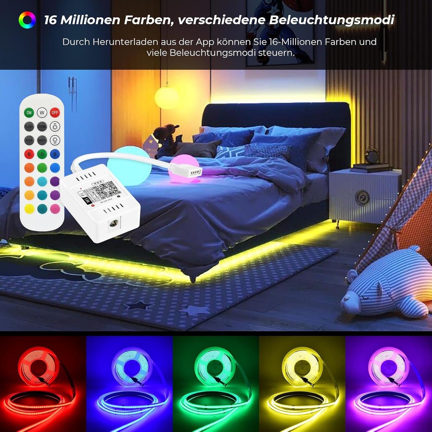 FVTLED WiFi Wireless Controller for LED Strip Lights Warm Cool White RGB RGBW Pixel RGBIC Strip Lights Music Sync Color Changing Bluetooth WiFi Controller, Android iOS , 12V-24V, APP Voice Control, Dimmable, Timing Function