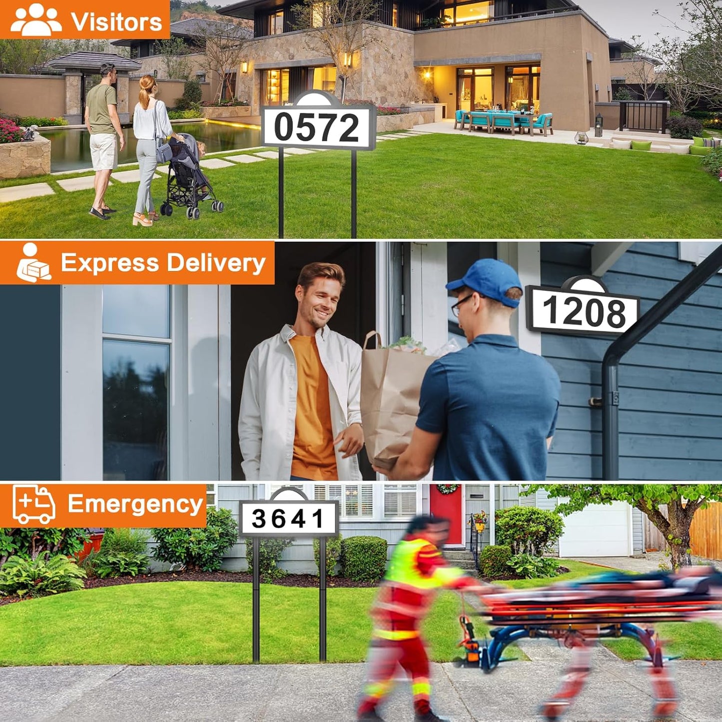 Solar House Humbers for Outside Light Up, Address Signs for House, Cool/Warm White, Address Numbers for House, Illuminated House Numbers, Yard Street Led Sign, IP65 Waterproof, Wall Mounted/In Ground