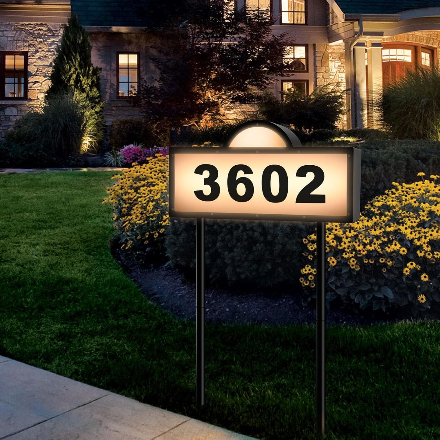 Solar House Humbers for Outside Light Up, Address Signs for House, Cool/Warm White, Address Numbers for House, Illuminated House Numbers, Yard Street Led Sign, IP65 Waterproof, Wall Mounted/In Ground