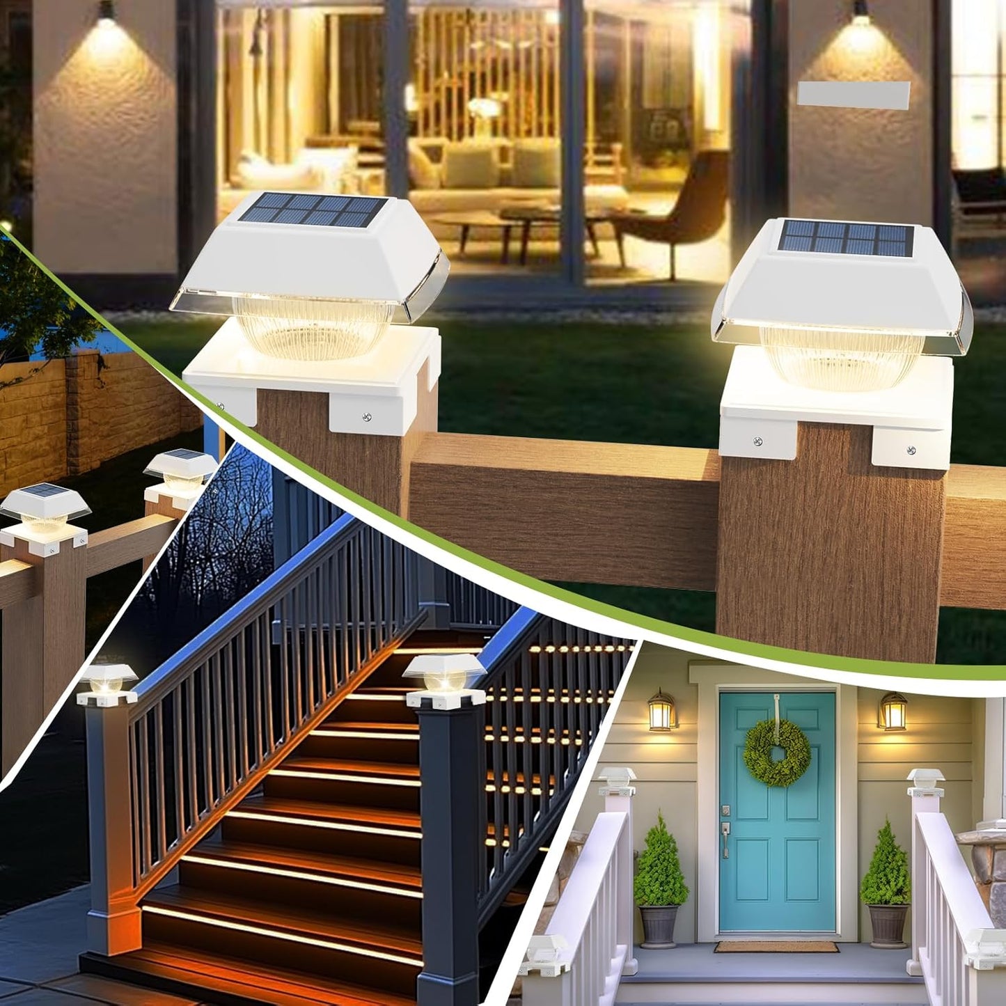 FVTLED Solar Post Cap Lights, 2-Modes 120 LM Fence Deck Post Light Solar Powered for 4x4 5x5 6x6 Wood, 4x4 Vinyl Posts, IP65 Waterproof Warm White & Cool White Garden Patio Decor, Black/White
