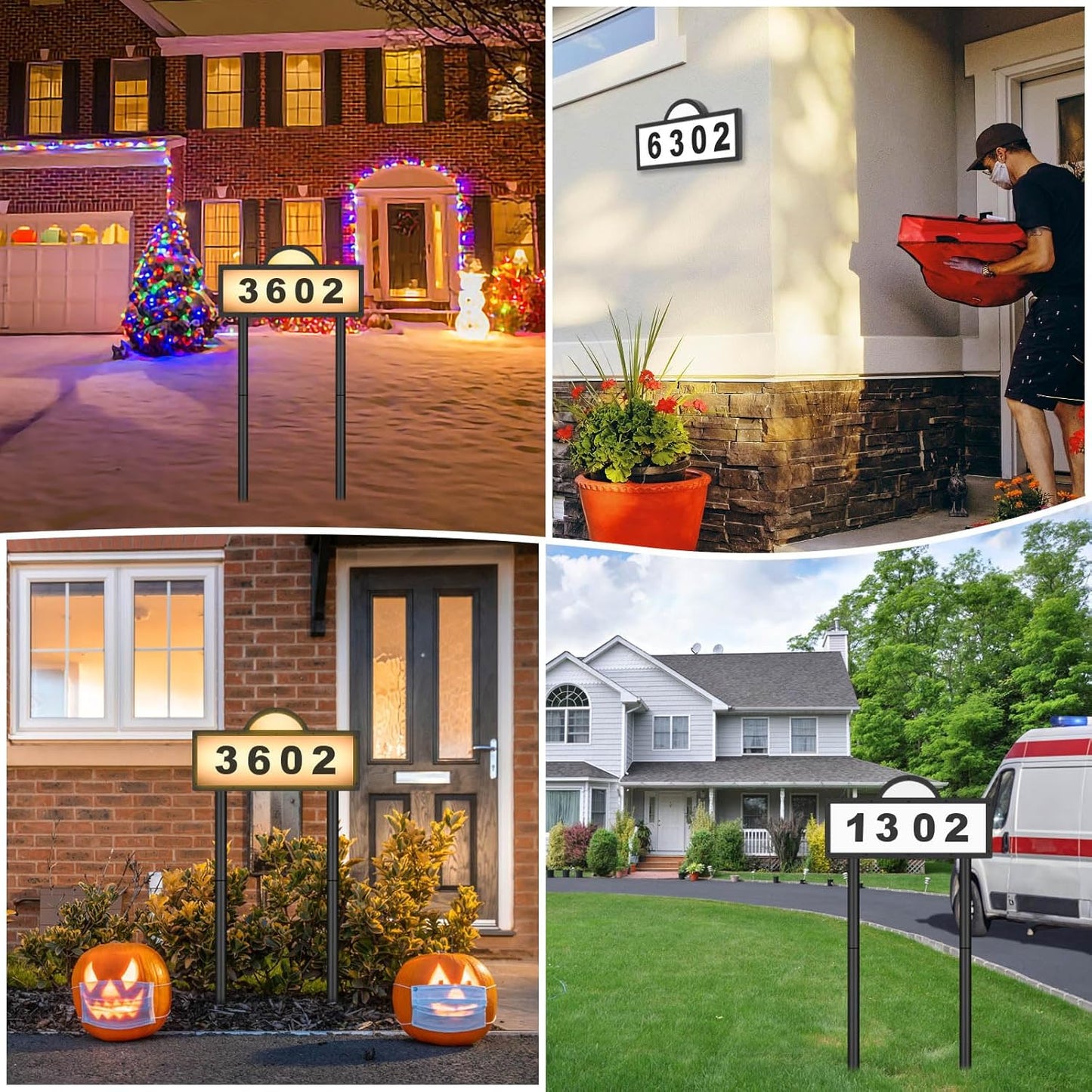 Solar House Humbers for Outside Light Up, Address Signs for House, Cool/Warm White, Address Numbers for House, Illuminated House Numbers, Yard Street Led Sign, IP65 Waterproof, Wall Mounted/In Ground