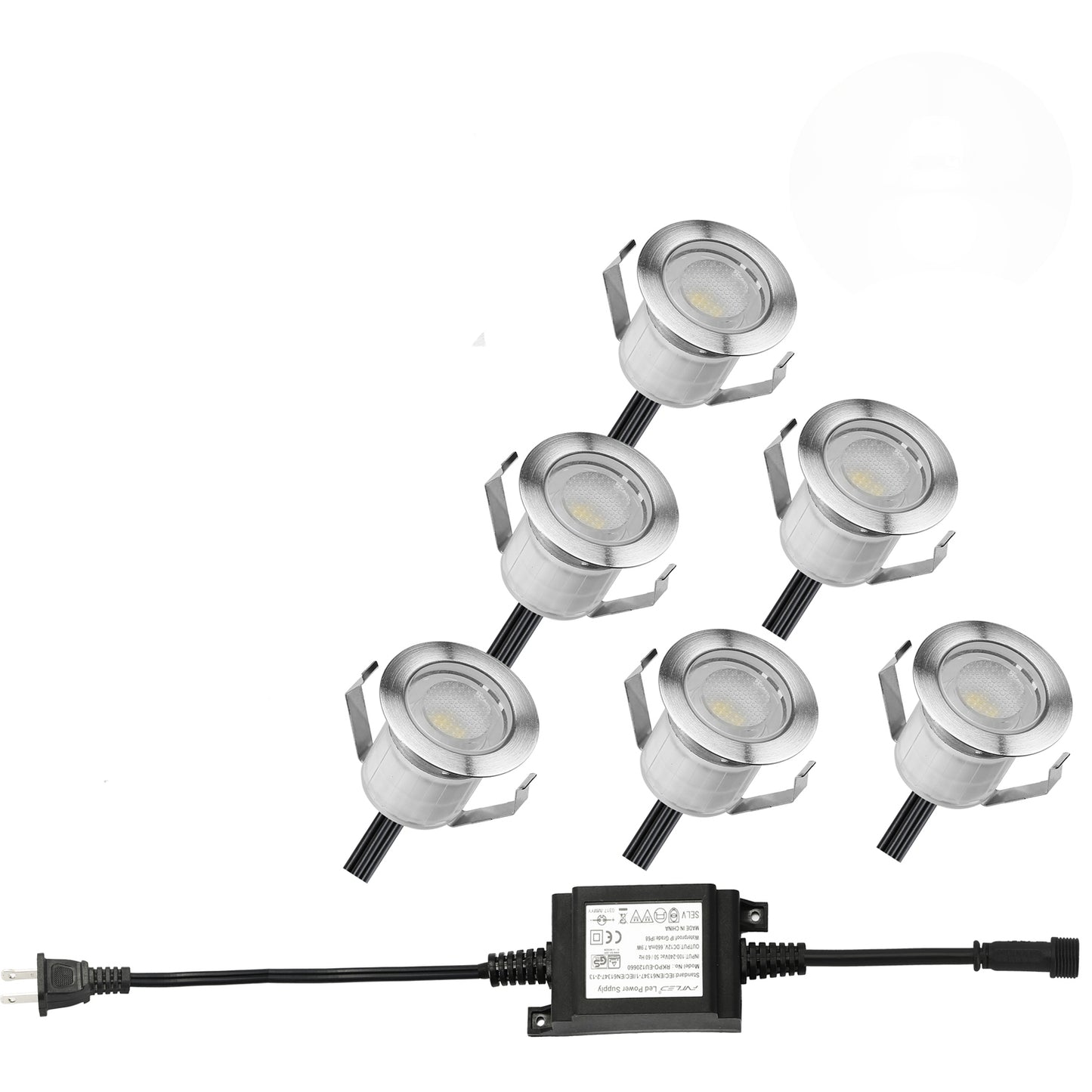 Warm White Led Decking Lights Outdoor Waterproof IP67 Ø30MM 12V - Led Plinth Light Kits for Terrace/Patio/Path/Wall/Garden/Decoration, 6 Packs