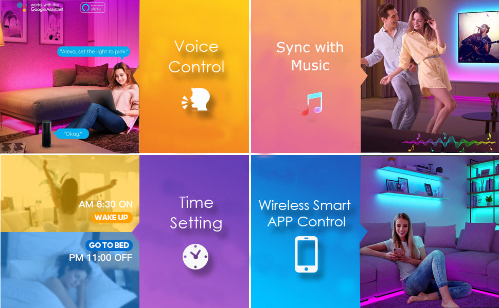 FVTLED WiFi Wireless Controller for LED Strip Lights Warm Cool White RGB RGBW Pixel RGBIC Strip Lights Music Sync Color Changing Bluetooth WiFi Controller, Android iOS , 12V-24V, APP Voice Control, Dimmable, Timing Function