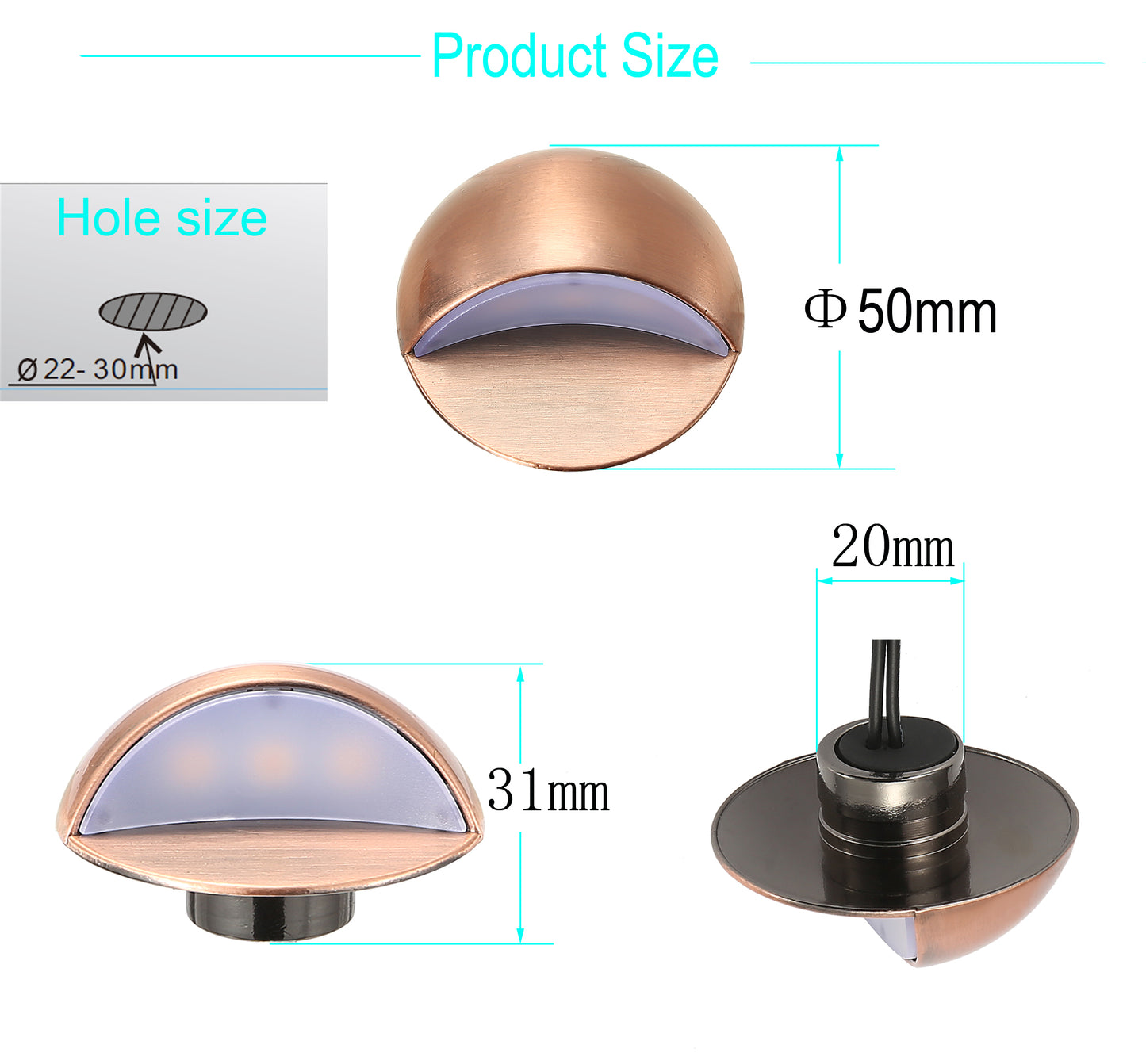 FVTLED WIFI Control Warm White / RGB Low Voltage LED Deck Lights kit D50 Φ1.38 Outdoor Garden Yard Decoration Lamp Recessed Landscape Pathway Step Stair Deck LED Lighting, Black/Bronze