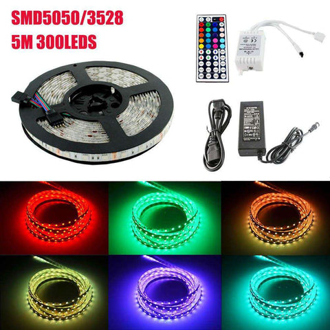 LED Waterproof RGB Strip Light SMD3528 5050 LED Lights Strips Tape set Low Voltage 12V 60pcs LEDs/Meter