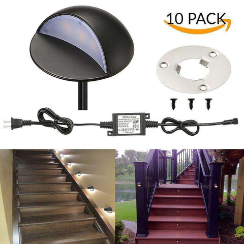 LED Deck Stair Lights Kit, Sumaote Low Voltage Waterproof IP65 Φ1.97 LED  Step Light Wood Recessed Cold White LED Lighting Outdoor Garden Yard Patio