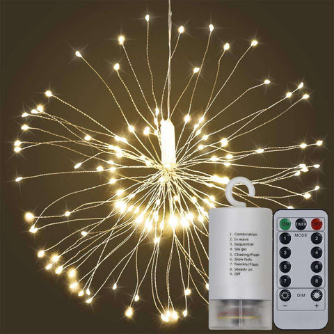 Firework Fairy Lights, 120 LED 8 Modes Dimmable Timer with Remote