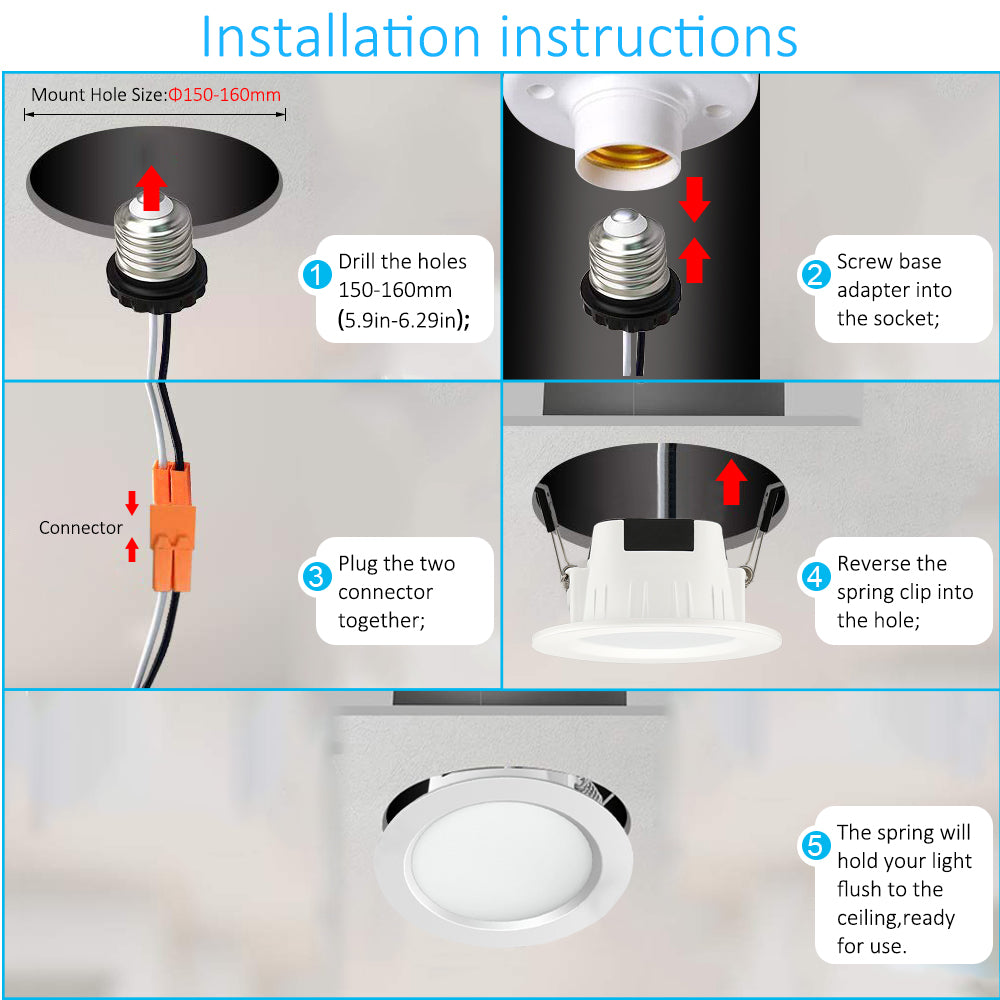 FVTLED Bluetooth LED Recessed Lighting 6 Inch Retrofit Recessed Downli