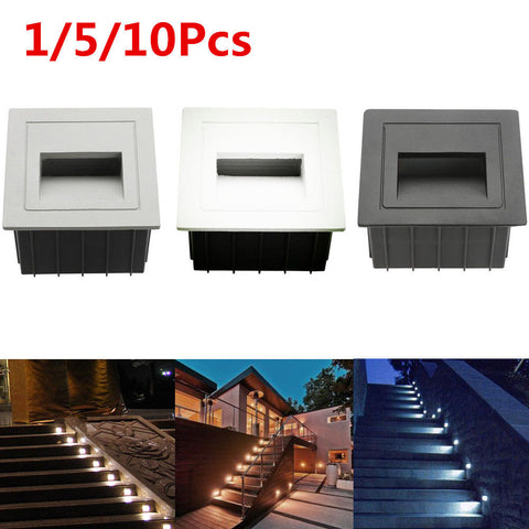 85-265V 2W Outdoor Wall Plinth Recessed Stair Step Hall Lamp Corner Deck Lights
